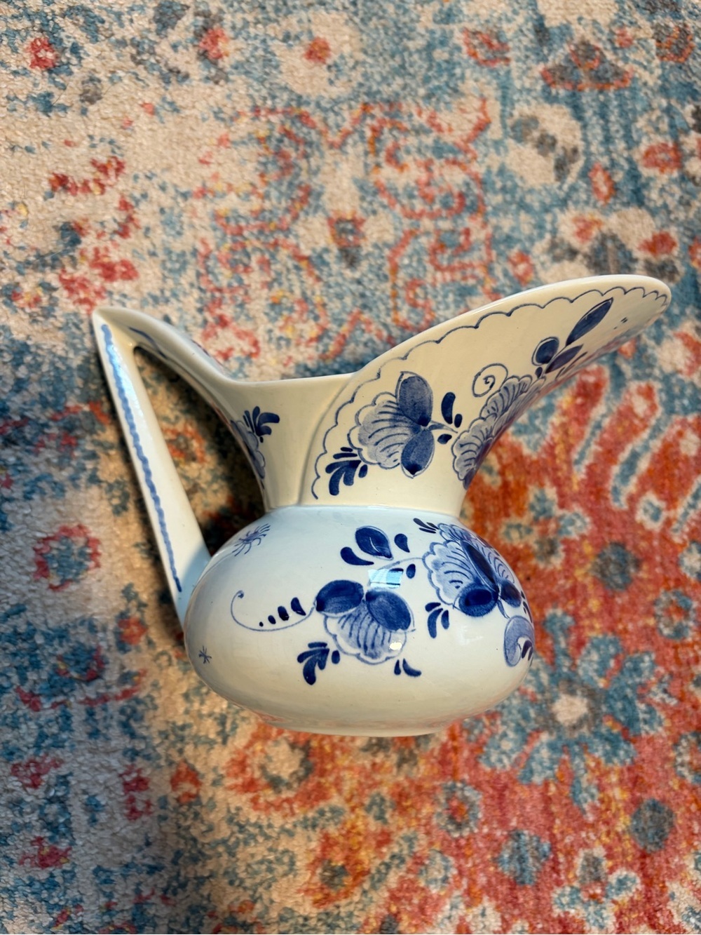 Delft blue flared pitcher